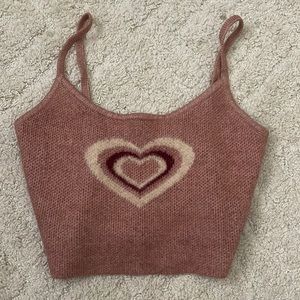 Pink Fuzzy Heart Tank Top